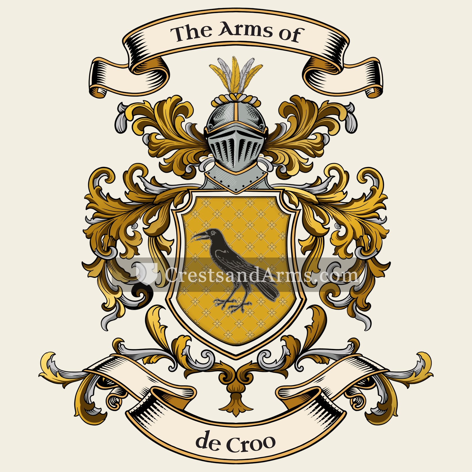 The de Croo coat of arms, drawn from the recorded blazon
