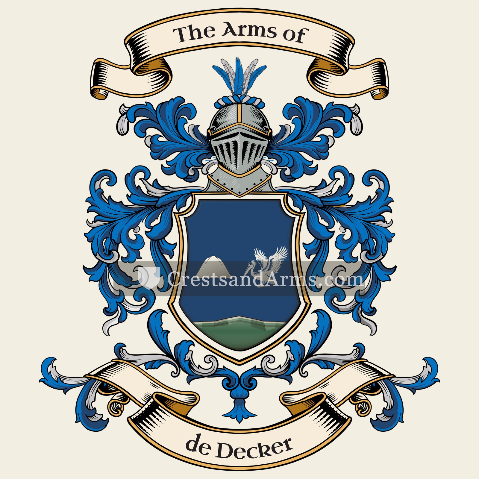 The de Decker coat of arms, drawn from the recorded blazon