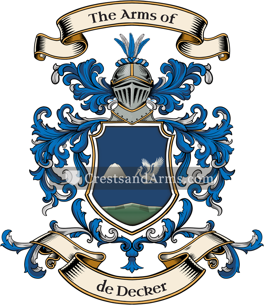 The de Decker coat of arms, drawn from the recorded blazon
