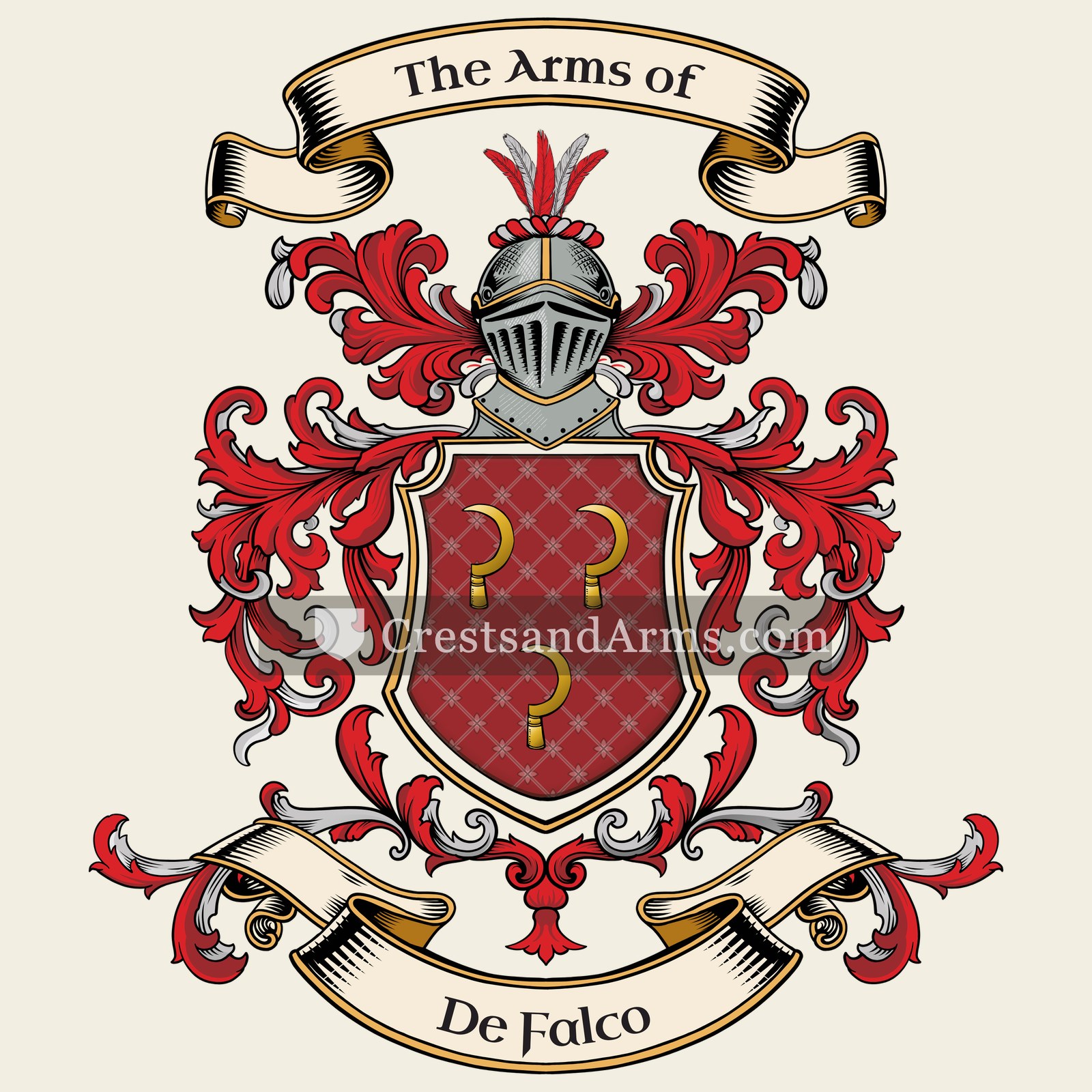The De Falco coat of arms, drawn from the recorded blazon