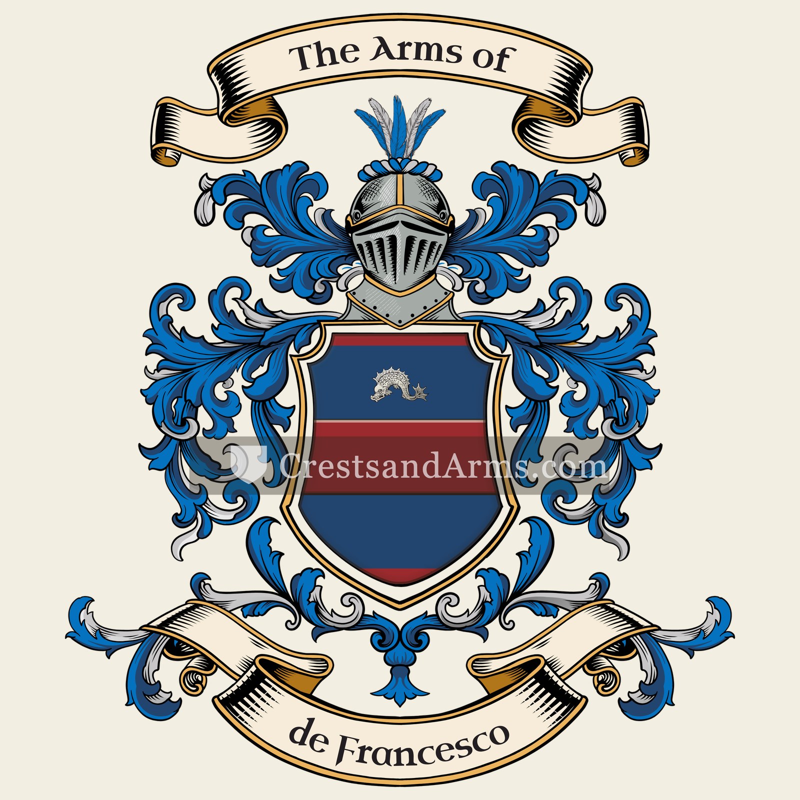 The de Francesco coat of arms, drawn from the recorded blazon