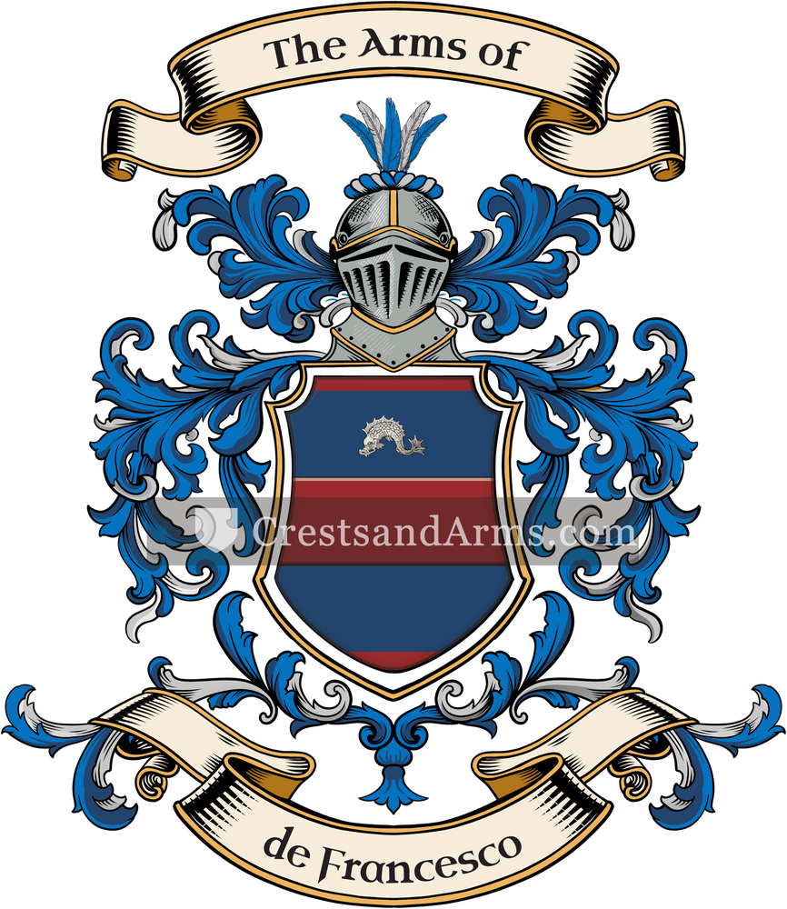 The de Francesco coat of arms, drawn from the recorded blazon