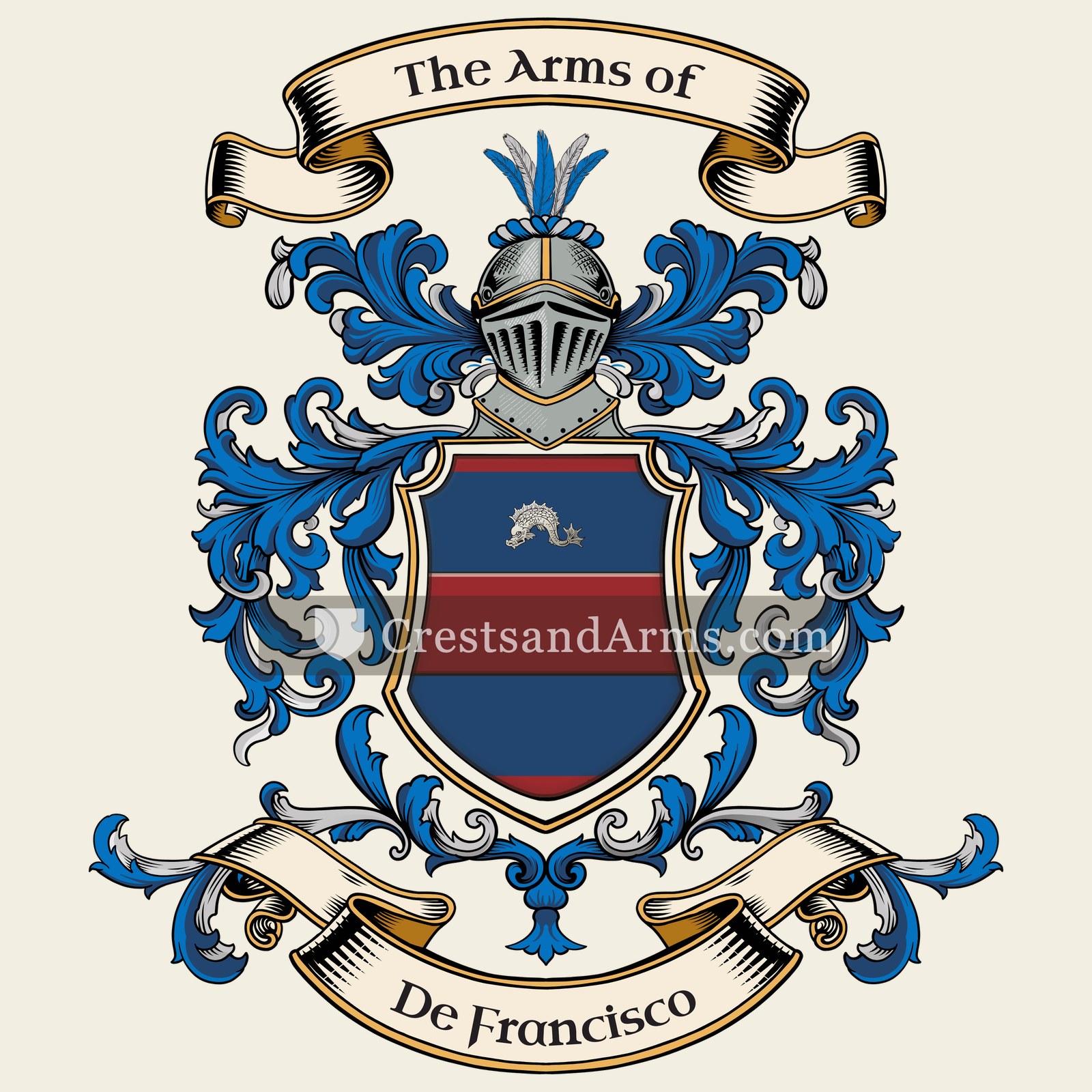 The De Francisco coat of arms, drawn from the recorded blazon