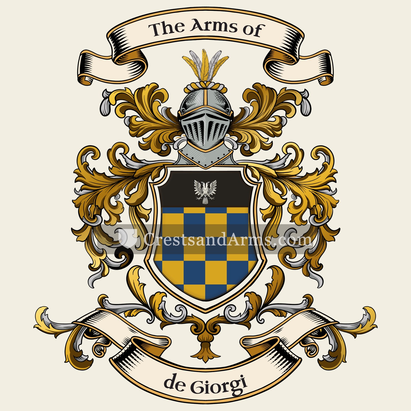 The de Giorgi coat of arms, drawn from the recorded blazon