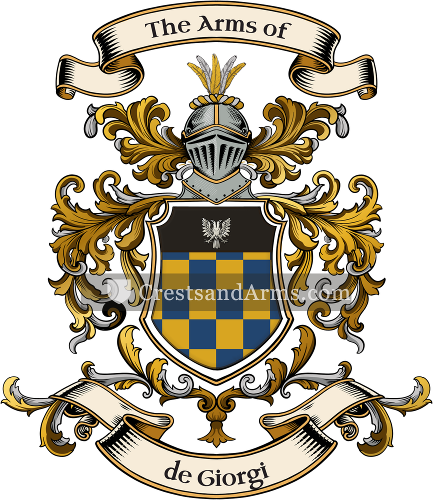 The de Giorgi coat of arms, drawn from the recorded blazon