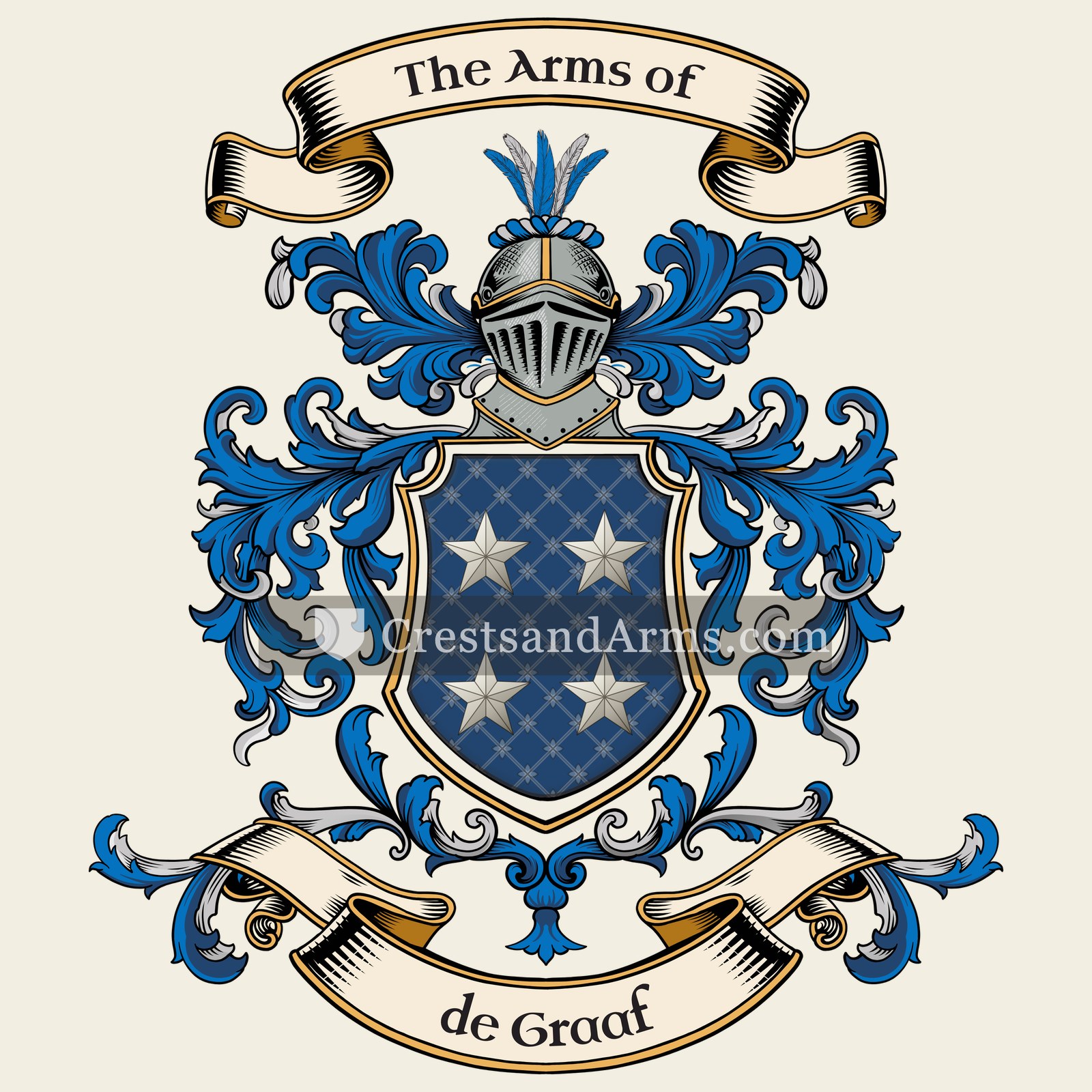 The de Graaf coat of arms, drawn from the recorded blazon