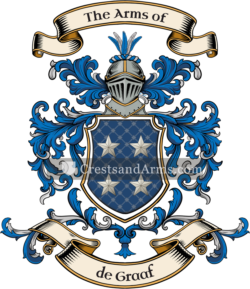 The de Graaf coat of arms, drawn from the recorded blazon