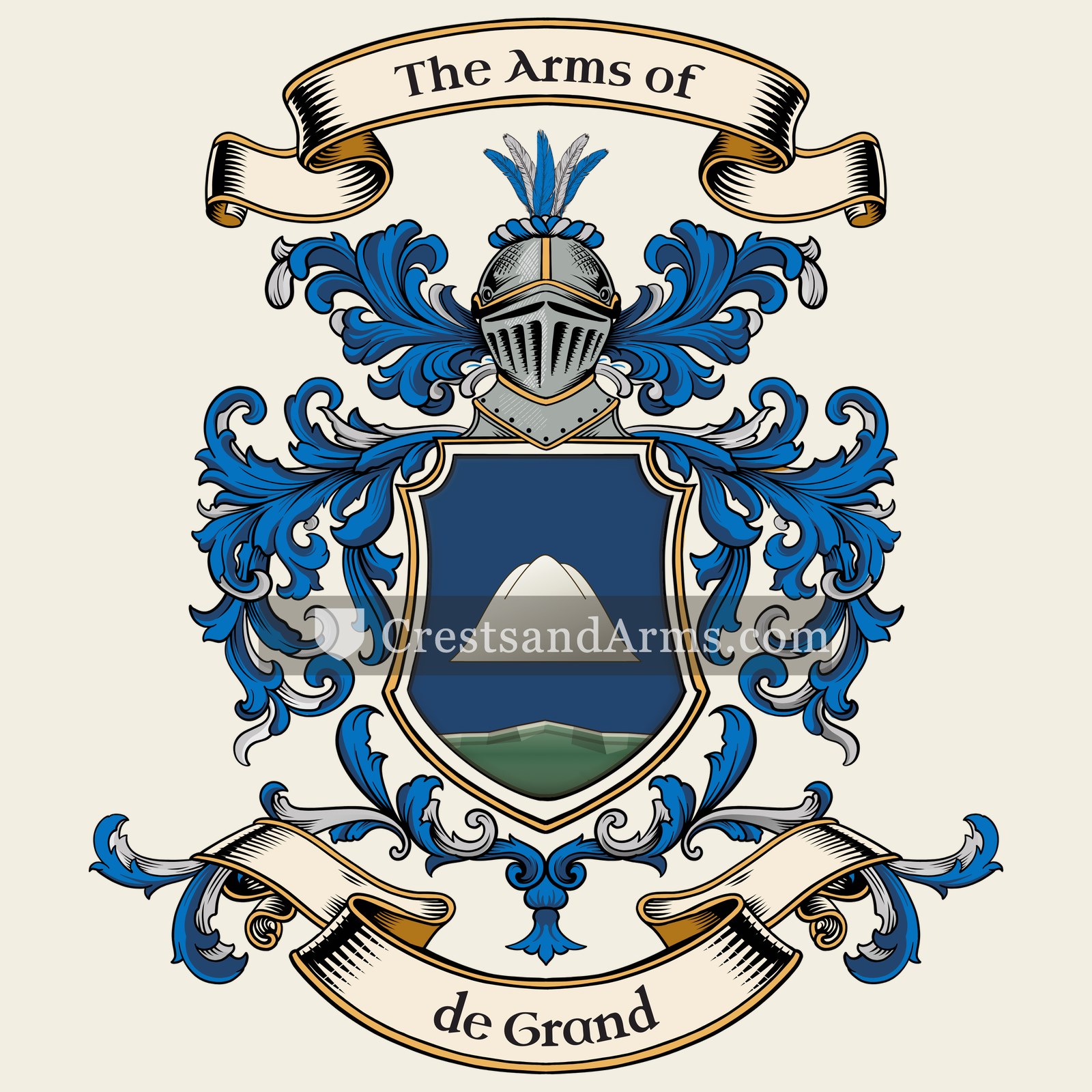 The de Grand coat of arms, drawn from the recorded blazon