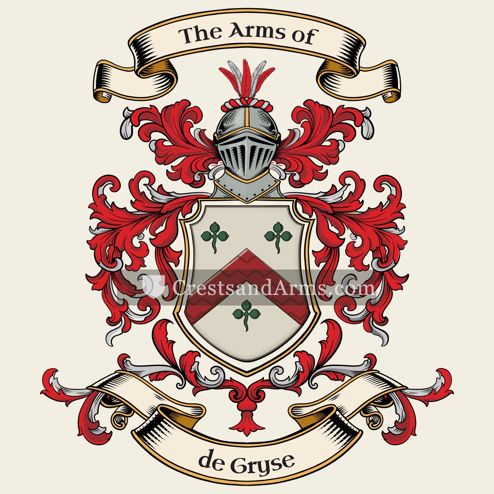 The de Gryse coat of arms, drawn from the recorded blazon