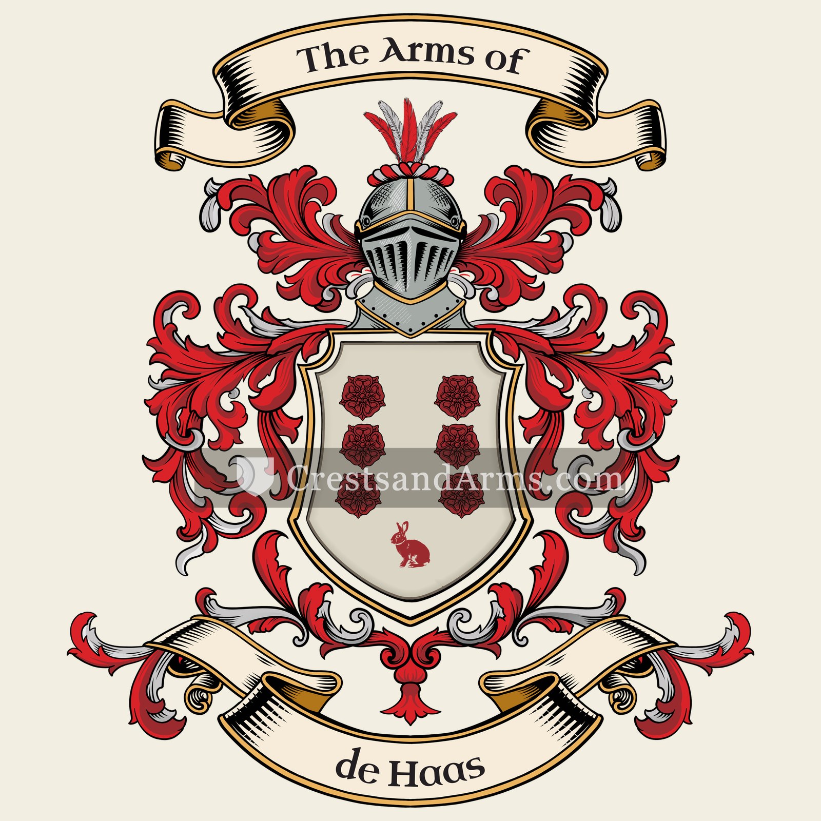 The de Haas coat of arms, drawn from the recorded blazon