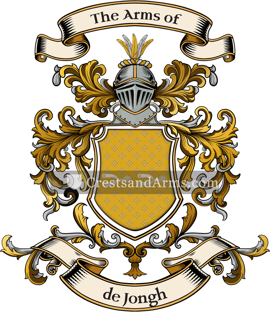 The de Jongh coat of arms, drawn from the recorded blazon