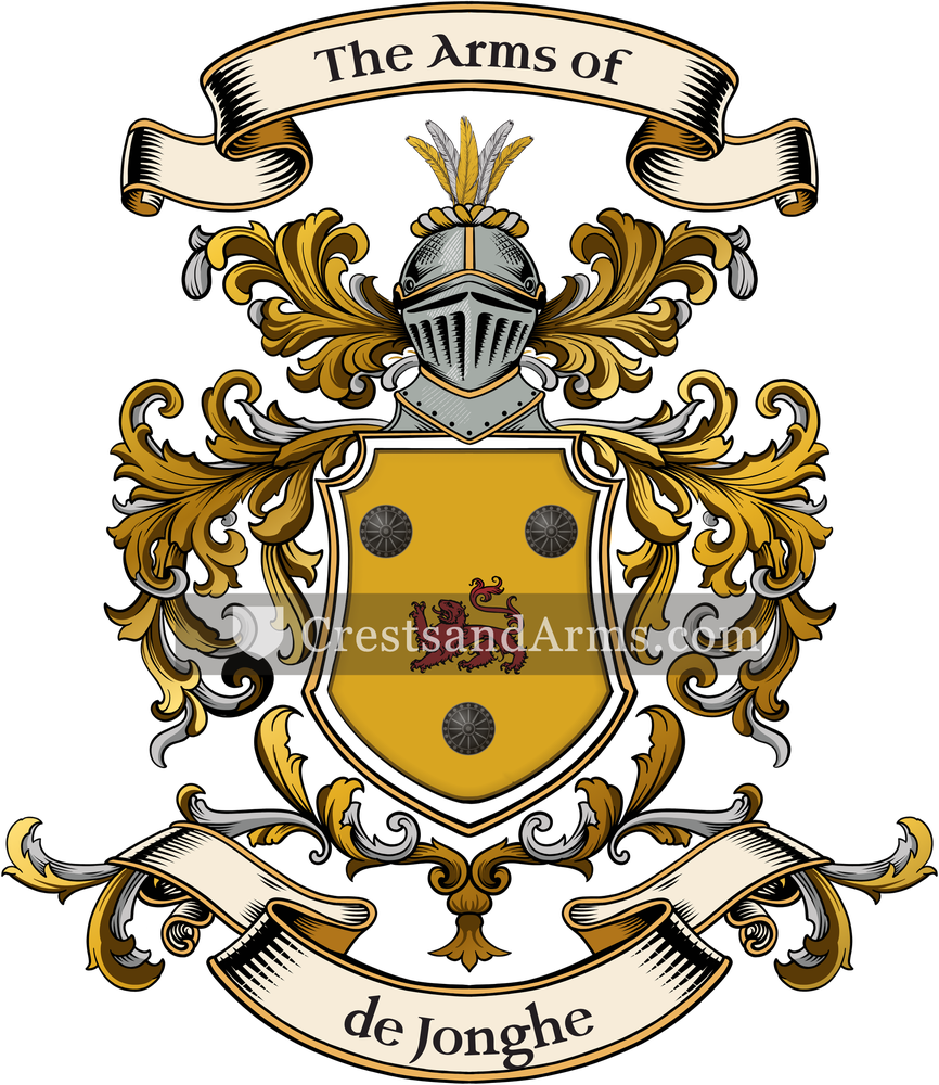 The de Jonghe coat of arms, drawn from the recorded blazon