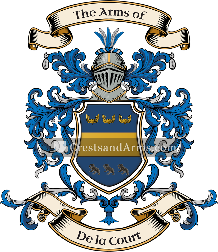 The De la Court coat of arms, drawn from the recorded blazon