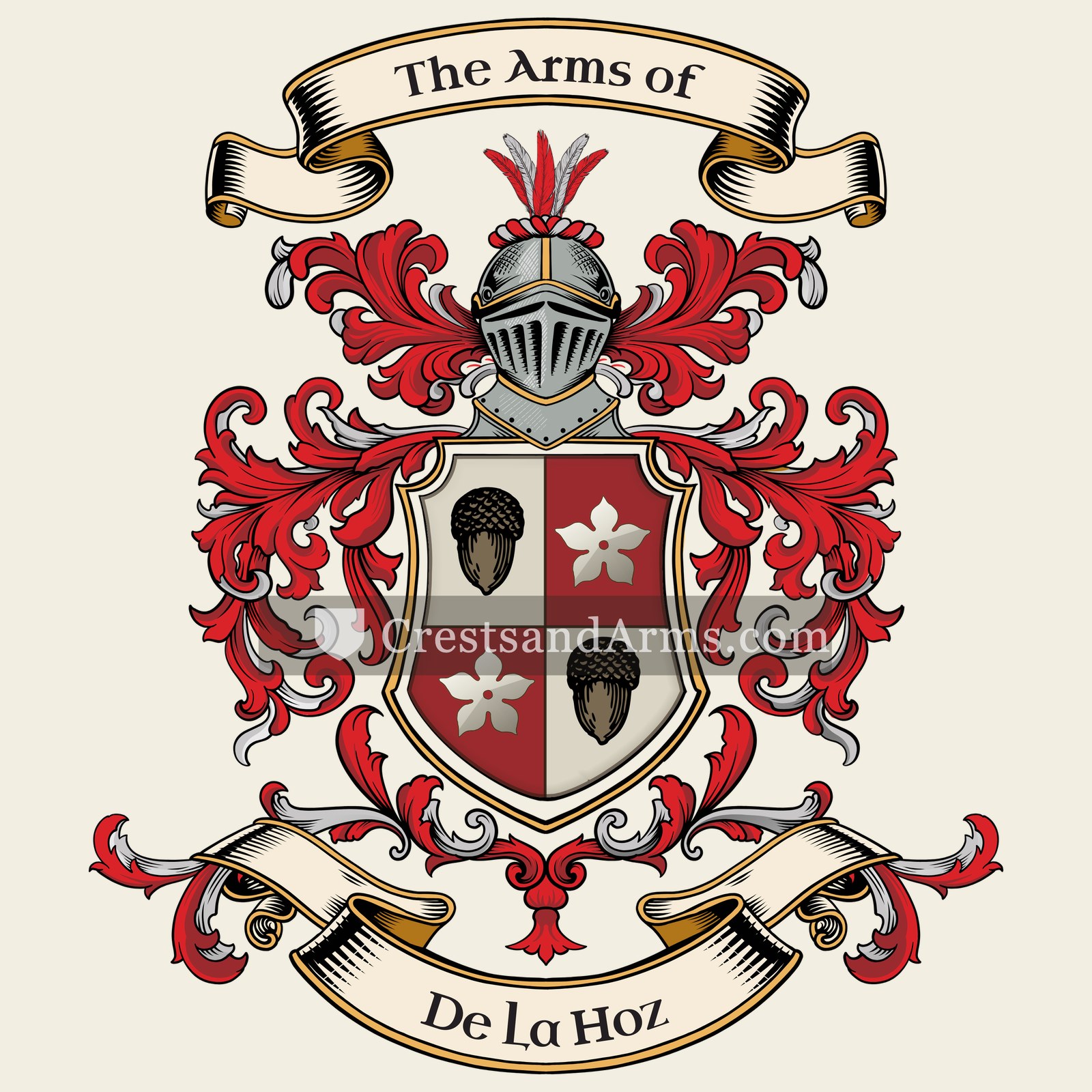 The De La Hoz coat of arms, drawn from the recorded blazon