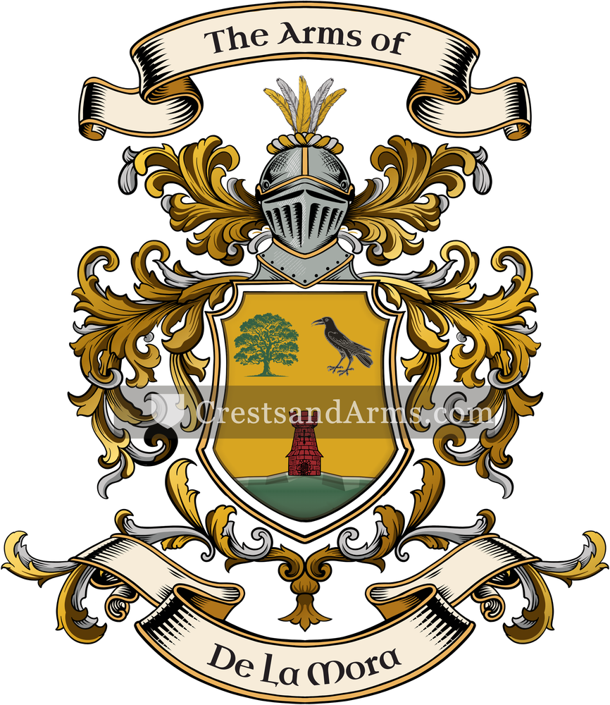 The De La Mora coat of arms, drawn from the recorded blazon