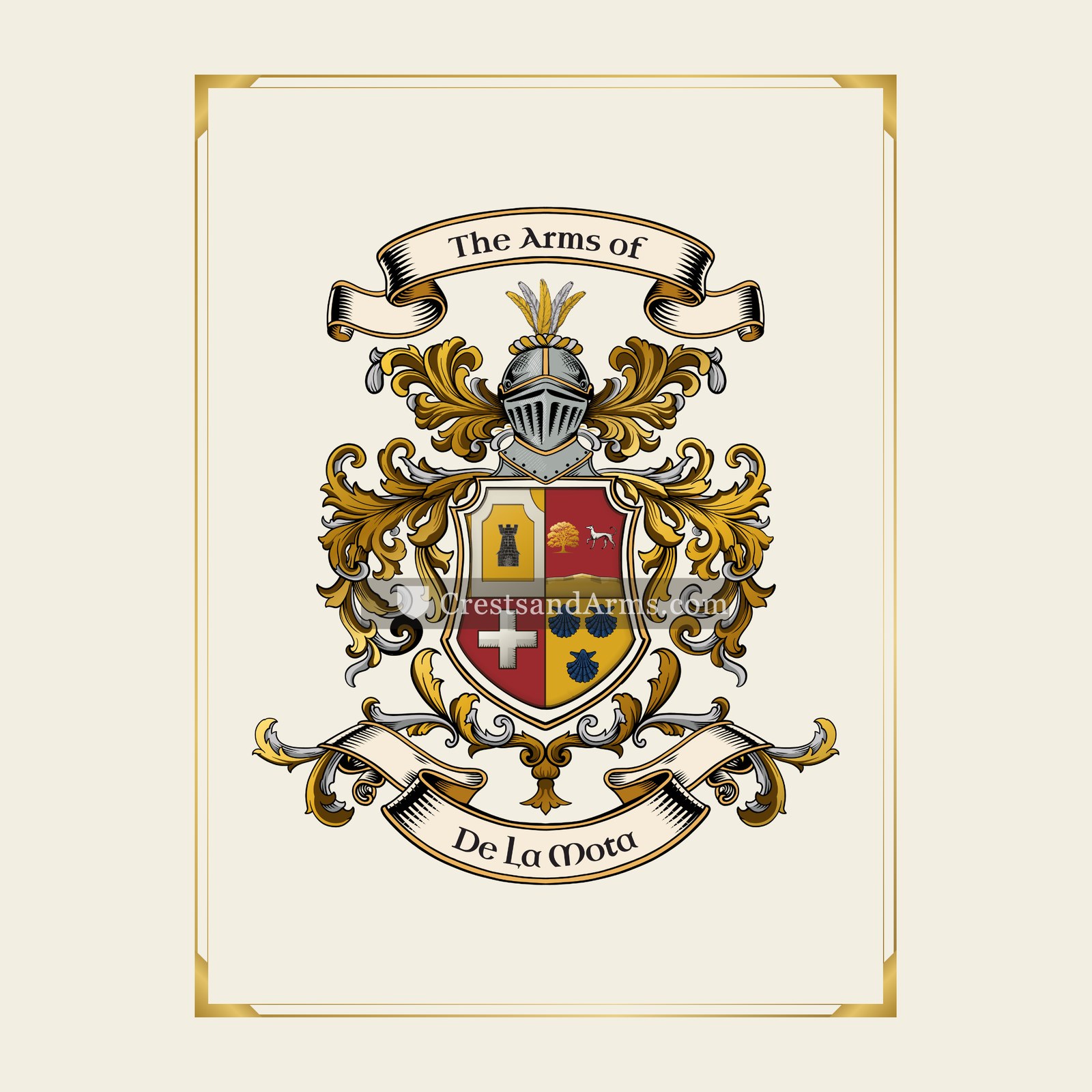 With gold border