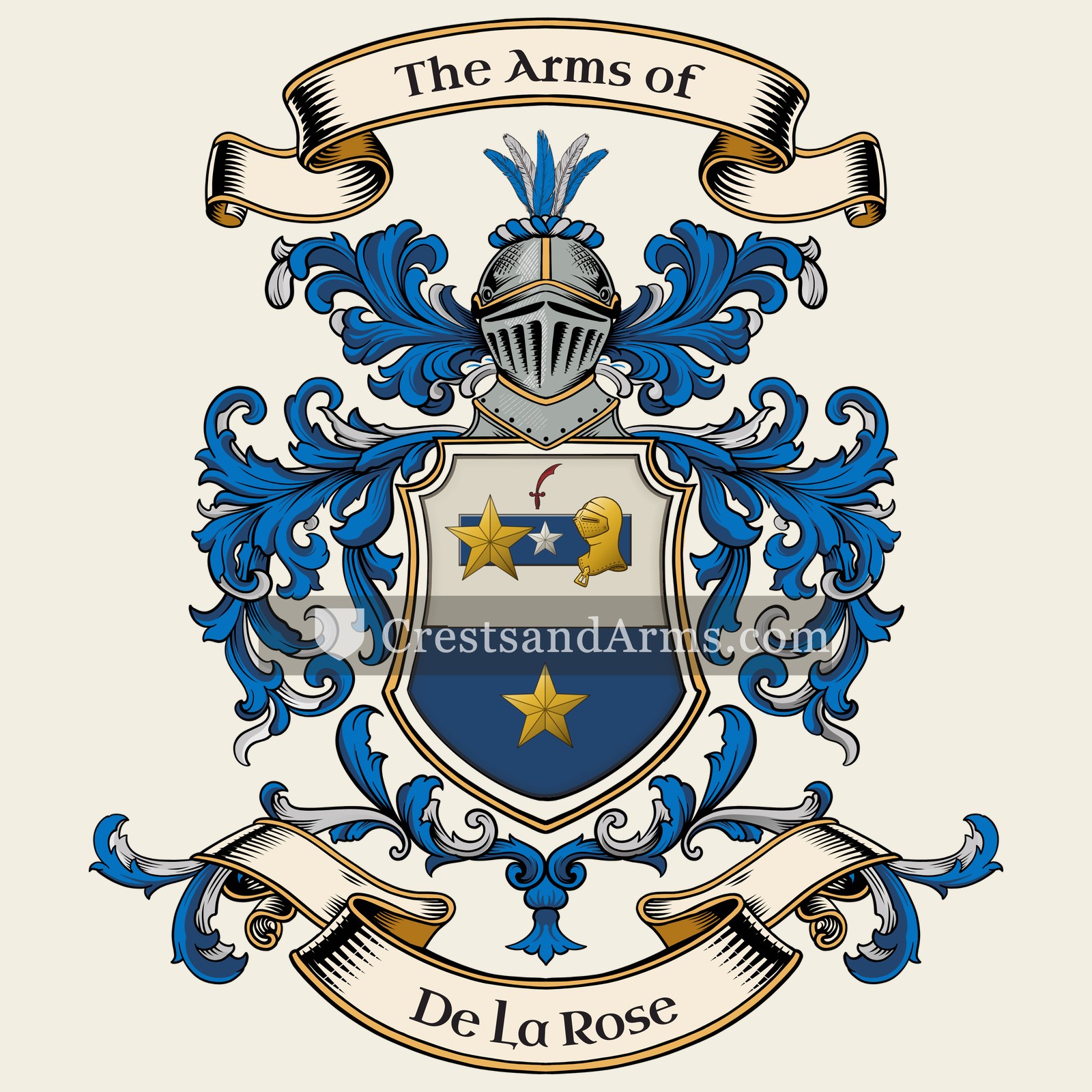 The De La Rose coat of arms