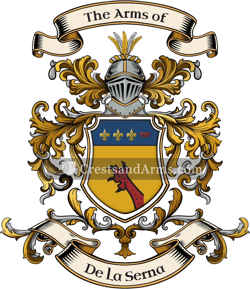 The De La Serna coat of arms, drawn from the recorded blazon