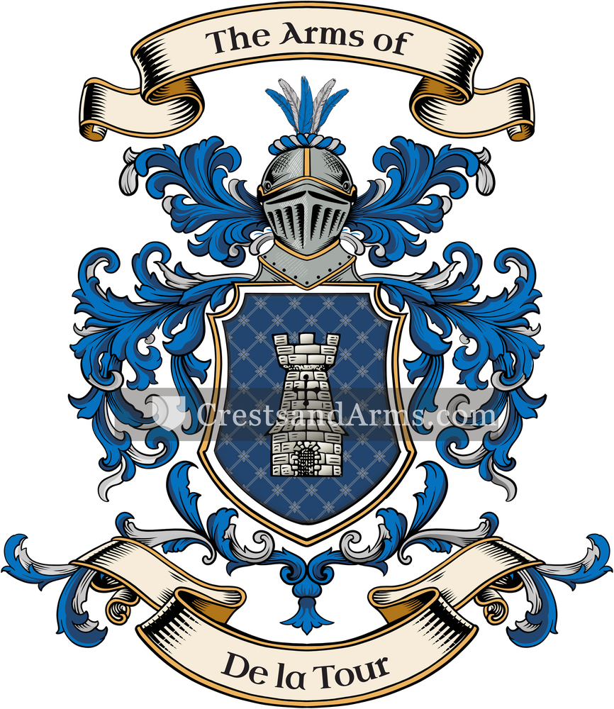 The De la Tour coat of arms, drawn from the recorded blazon