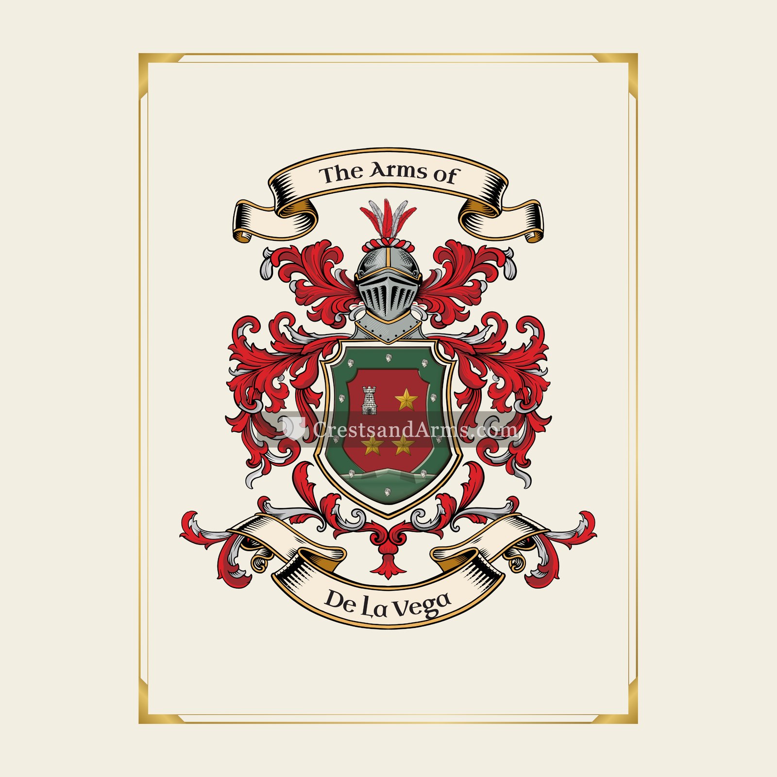 With gold border