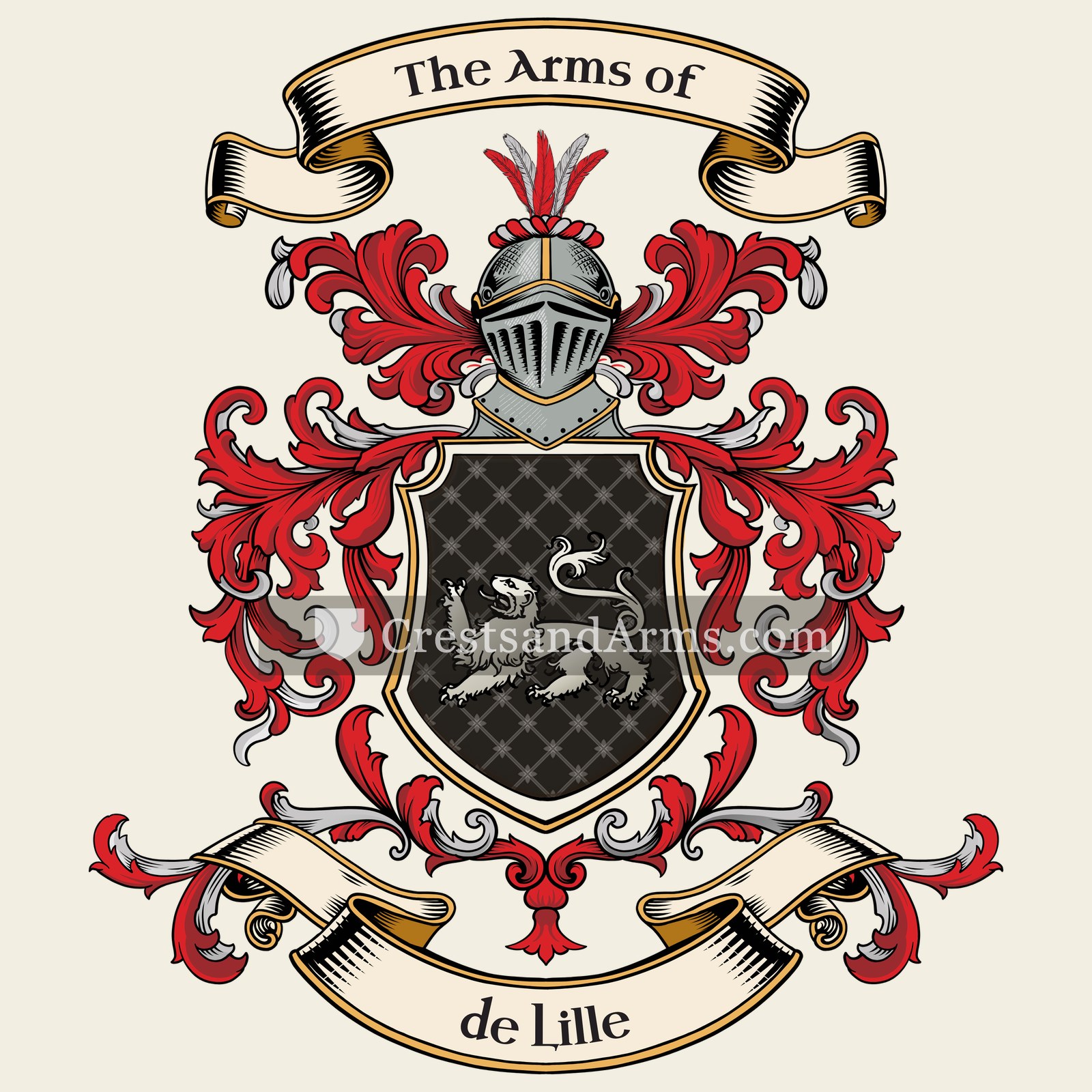 The de Lille coat of arms, drawn from the recorded blazon