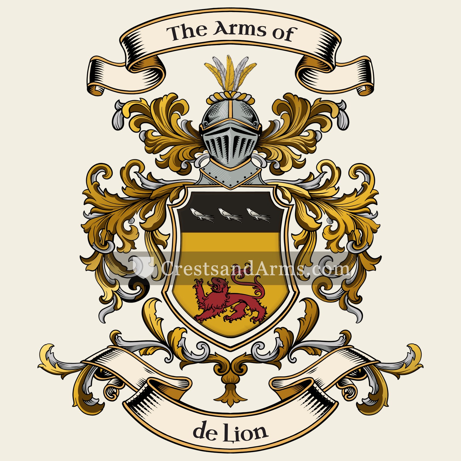 The de Lion coat of arms, drawn from the recorded blazon