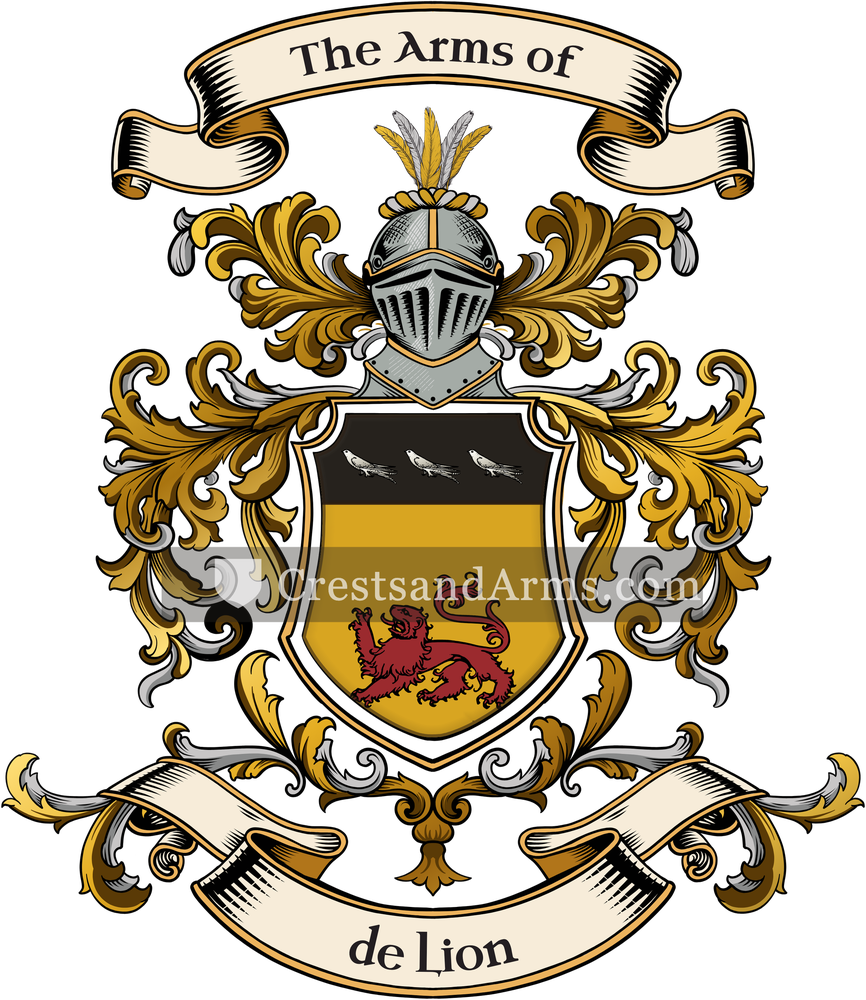 The de Lion coat of arms, drawn from the recorded blazon