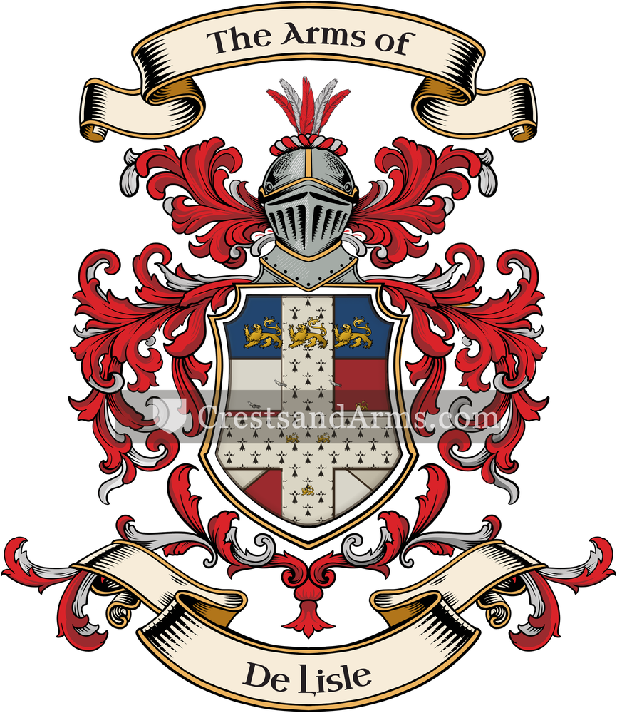 The De Lisle coat of arms, drawn from the recorded blazon