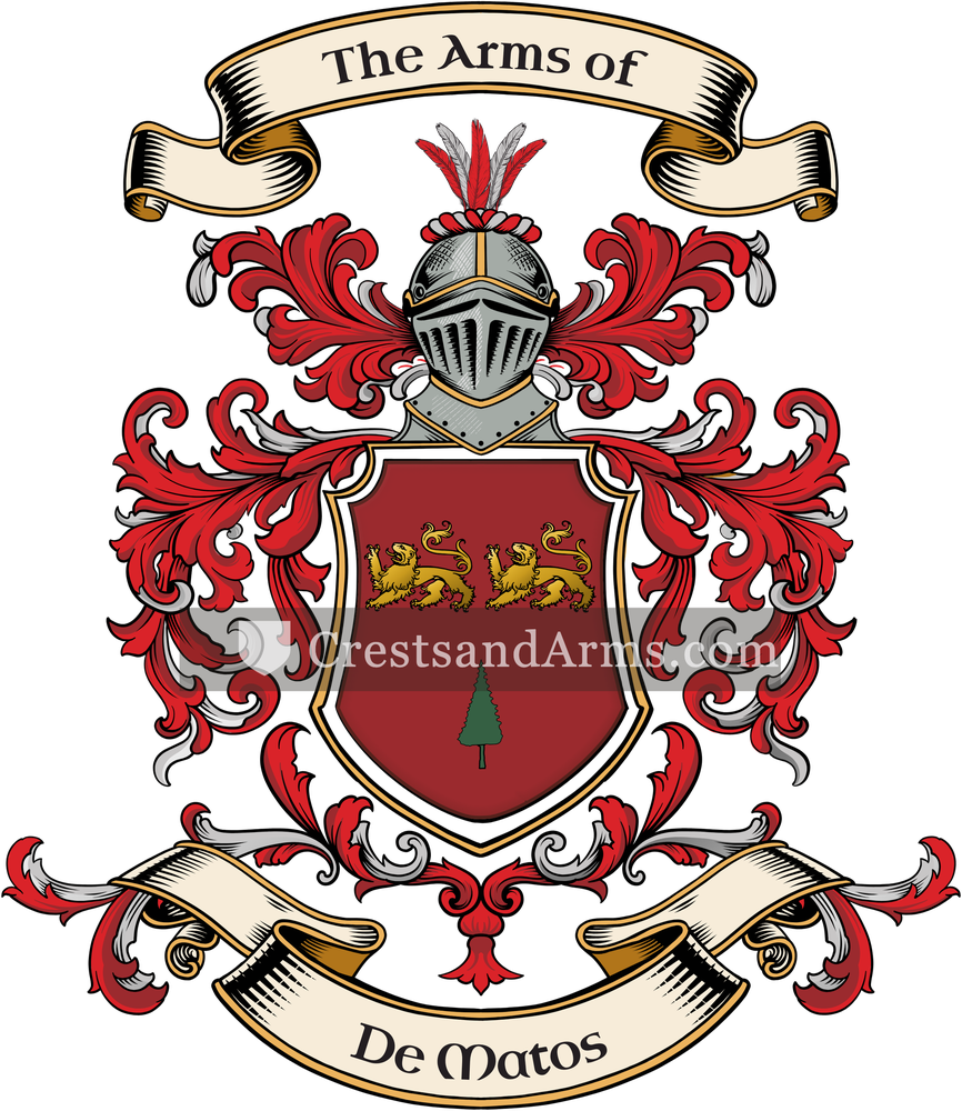 The De Matos coat of arms, drawn from the recorded blazon