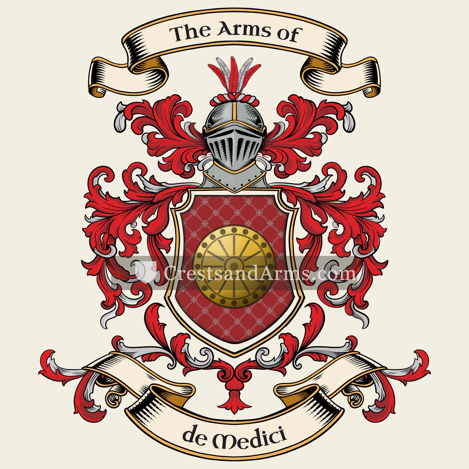 The de Medici coat of arms, drawn from the recorded blazon