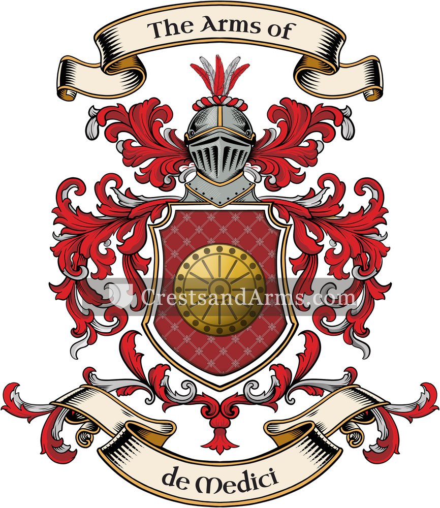 The de Medici coat of arms, drawn from the recorded blazon
