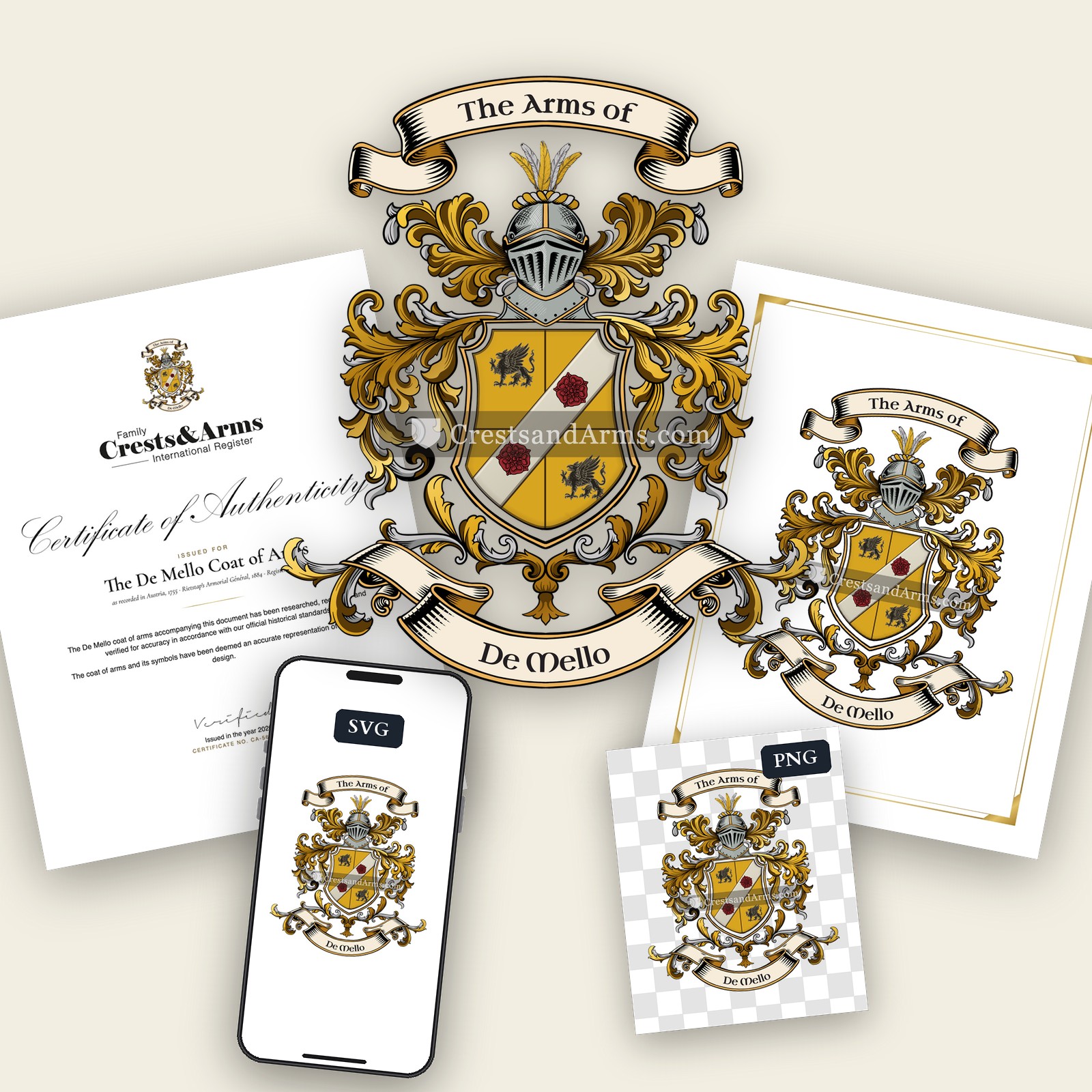 The De Mello arms on the coat of arms — digital pack