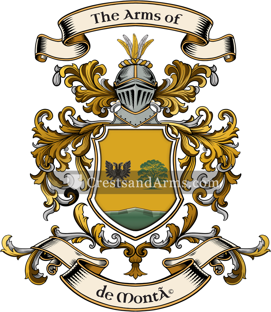 The de Monté coat of arms, drawn from the recorded blazon