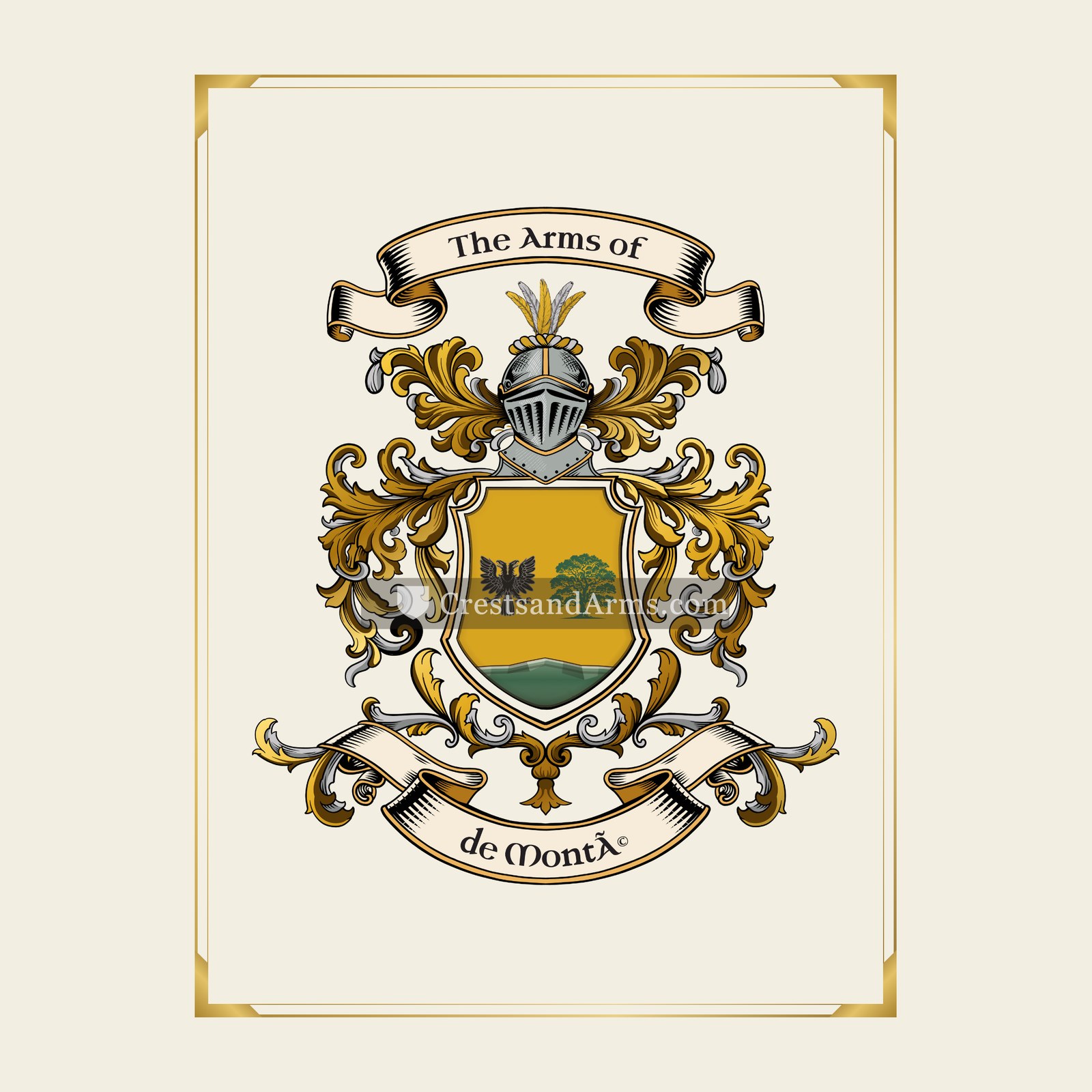 With gold border