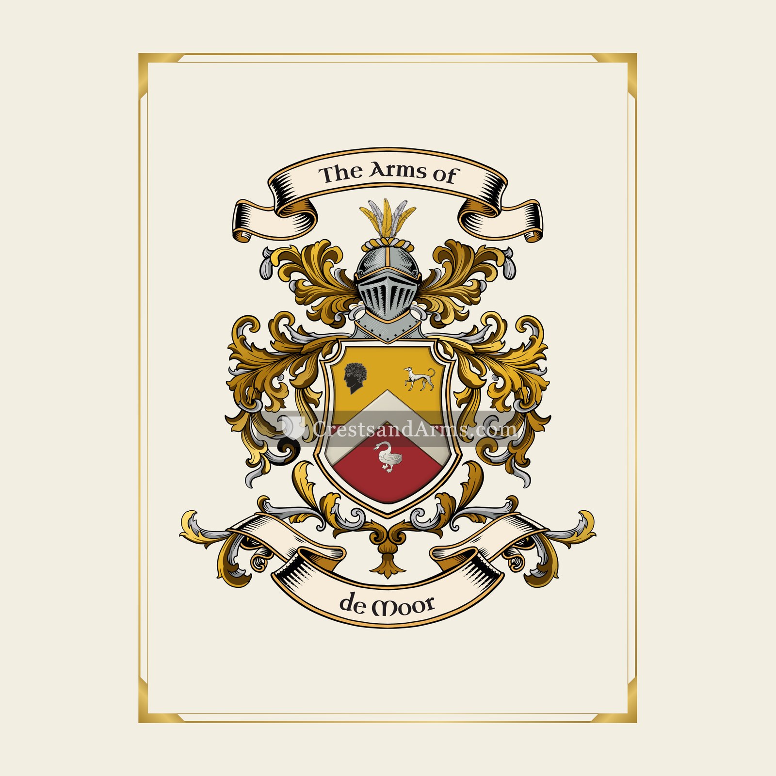 With gold border