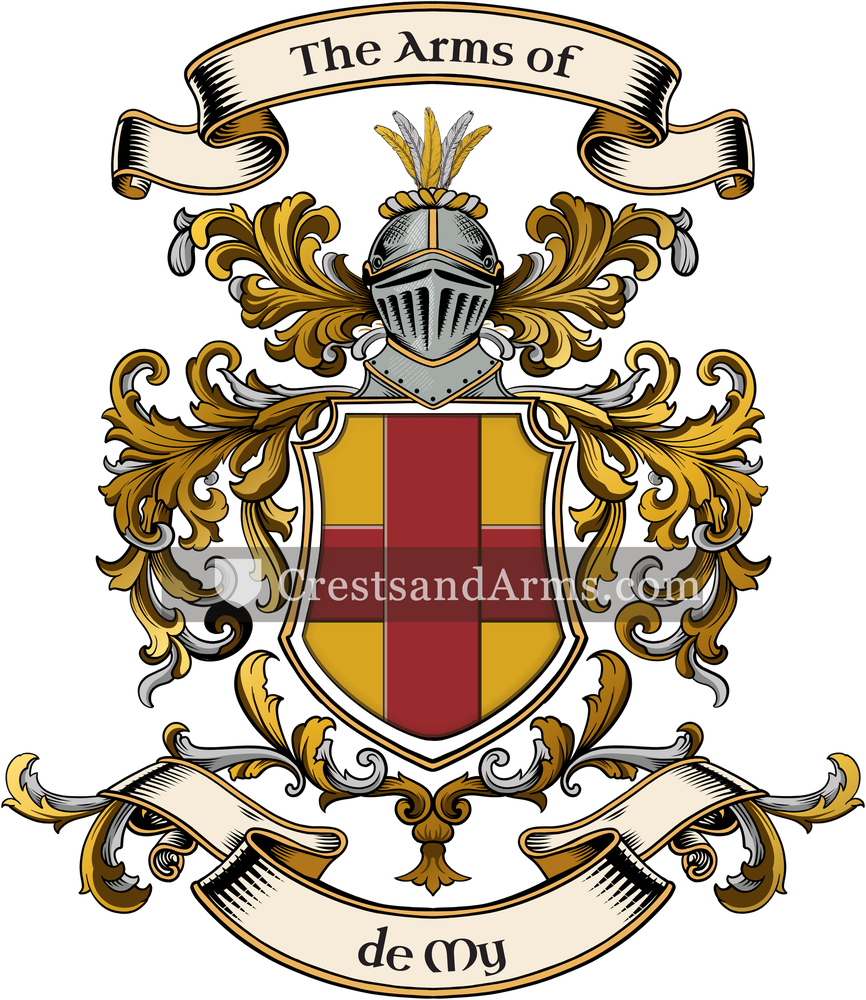 The de My coat of arms, drawn from the recorded blazon