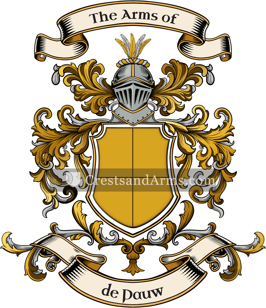 The de Pauw coat of arms, drawn from the recorded blazon