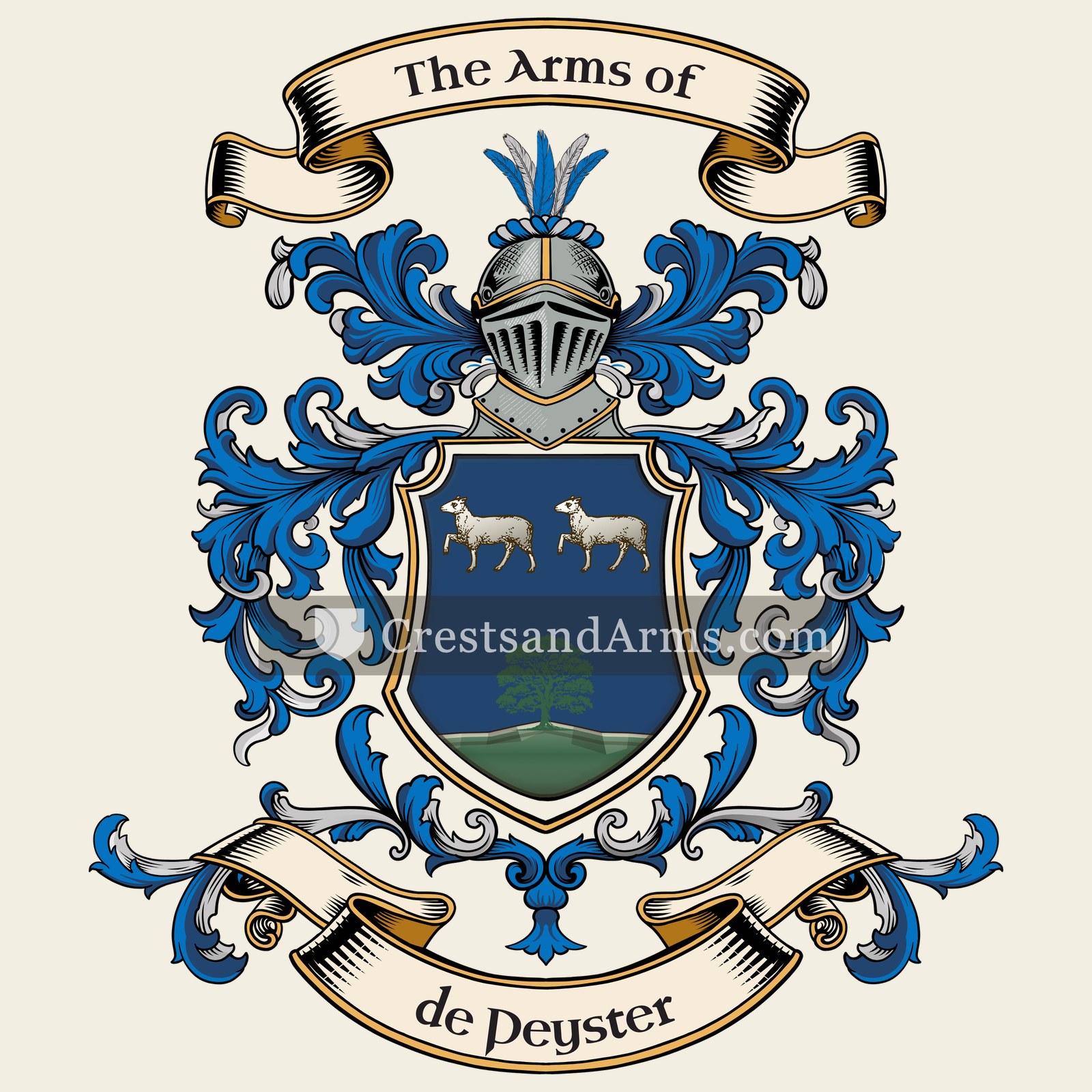 The de Peyster coat of arms, drawn from the recorded blazon