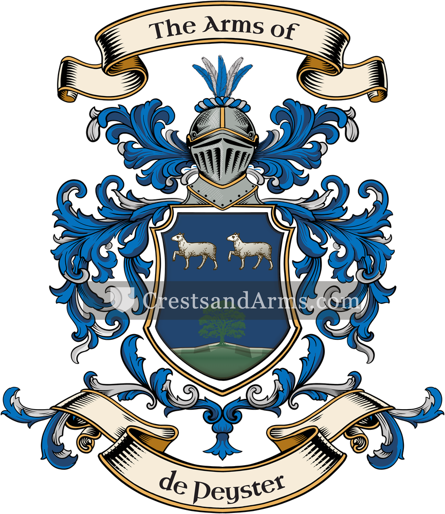 The de Peyster coat of arms, drawn from the recorded blazon
