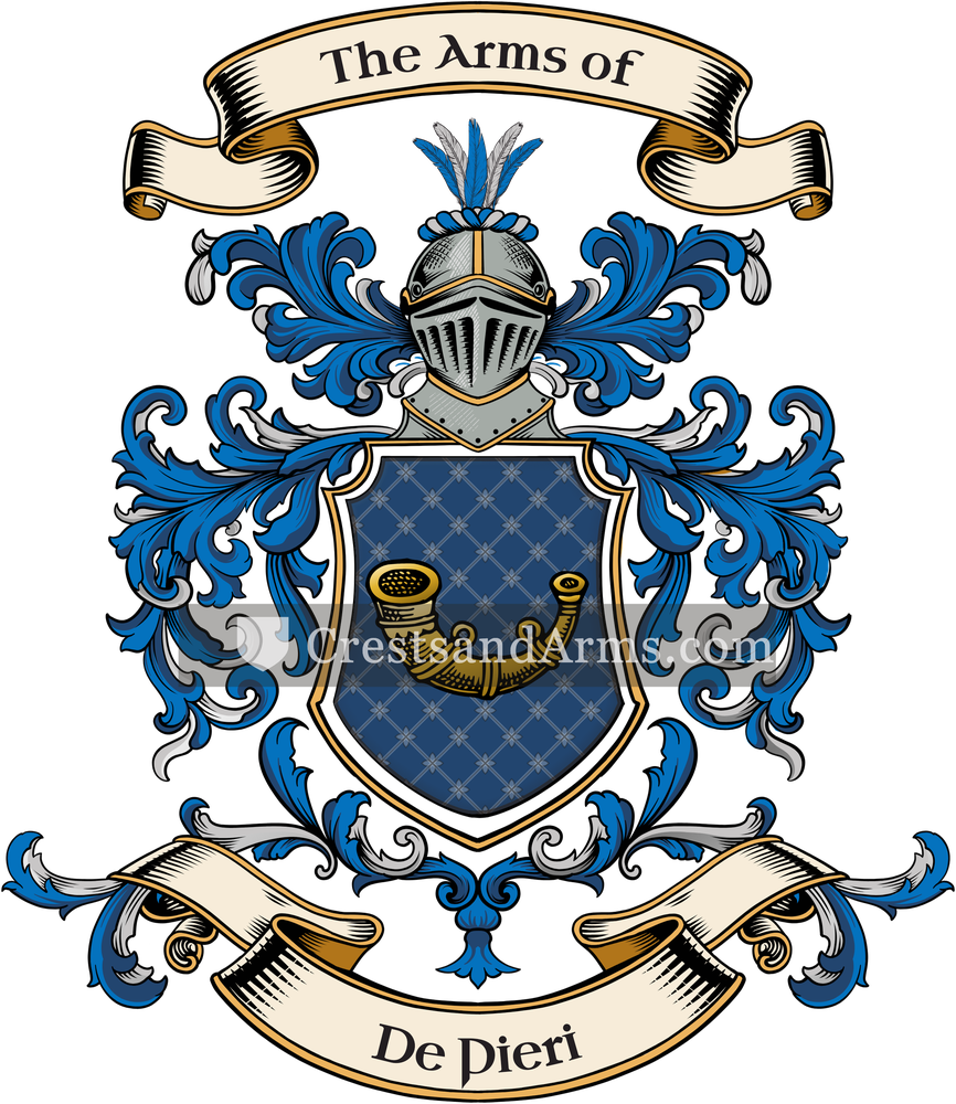 The De Pieri coat of arms, drawn from the recorded blazon