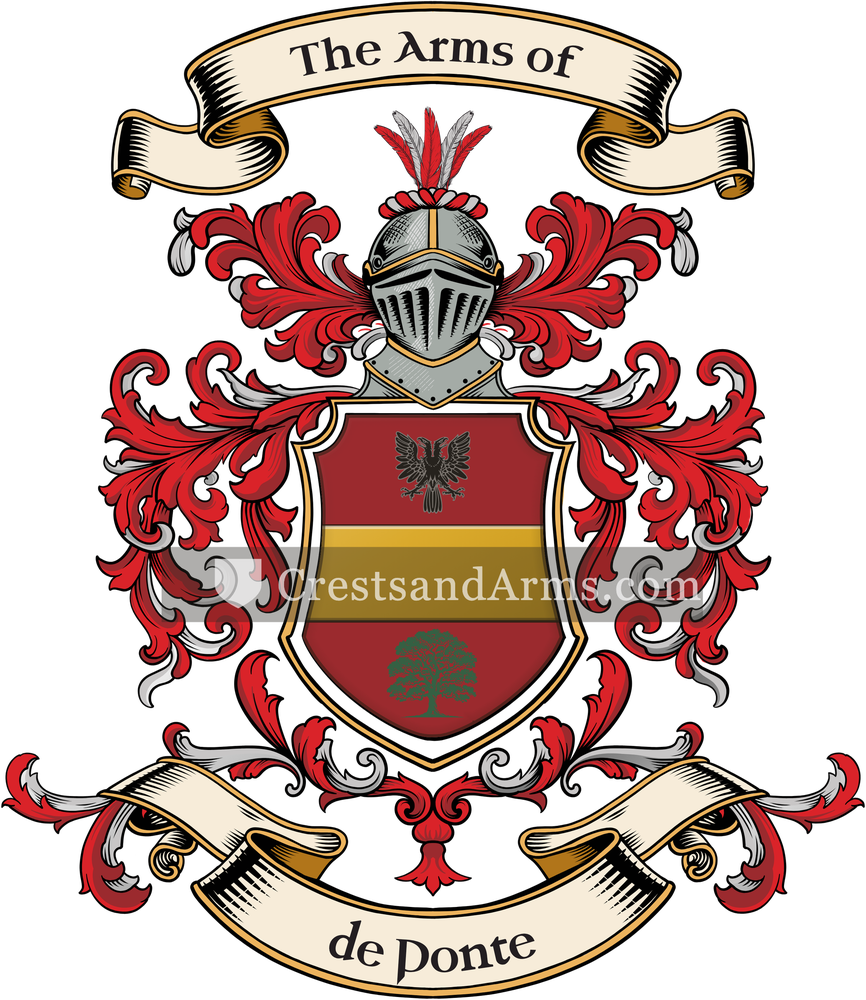 The de Ponte coat of arms, drawn from the recorded blazon
