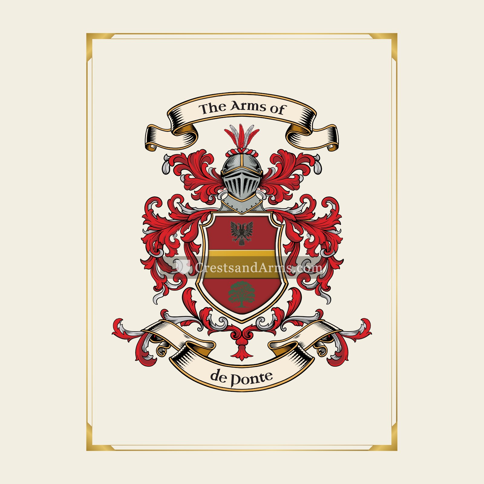 With gold border