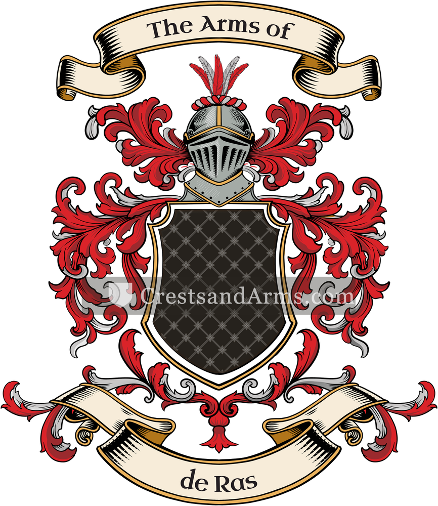 The de Ras coat of arms, drawn from the recorded blazon
