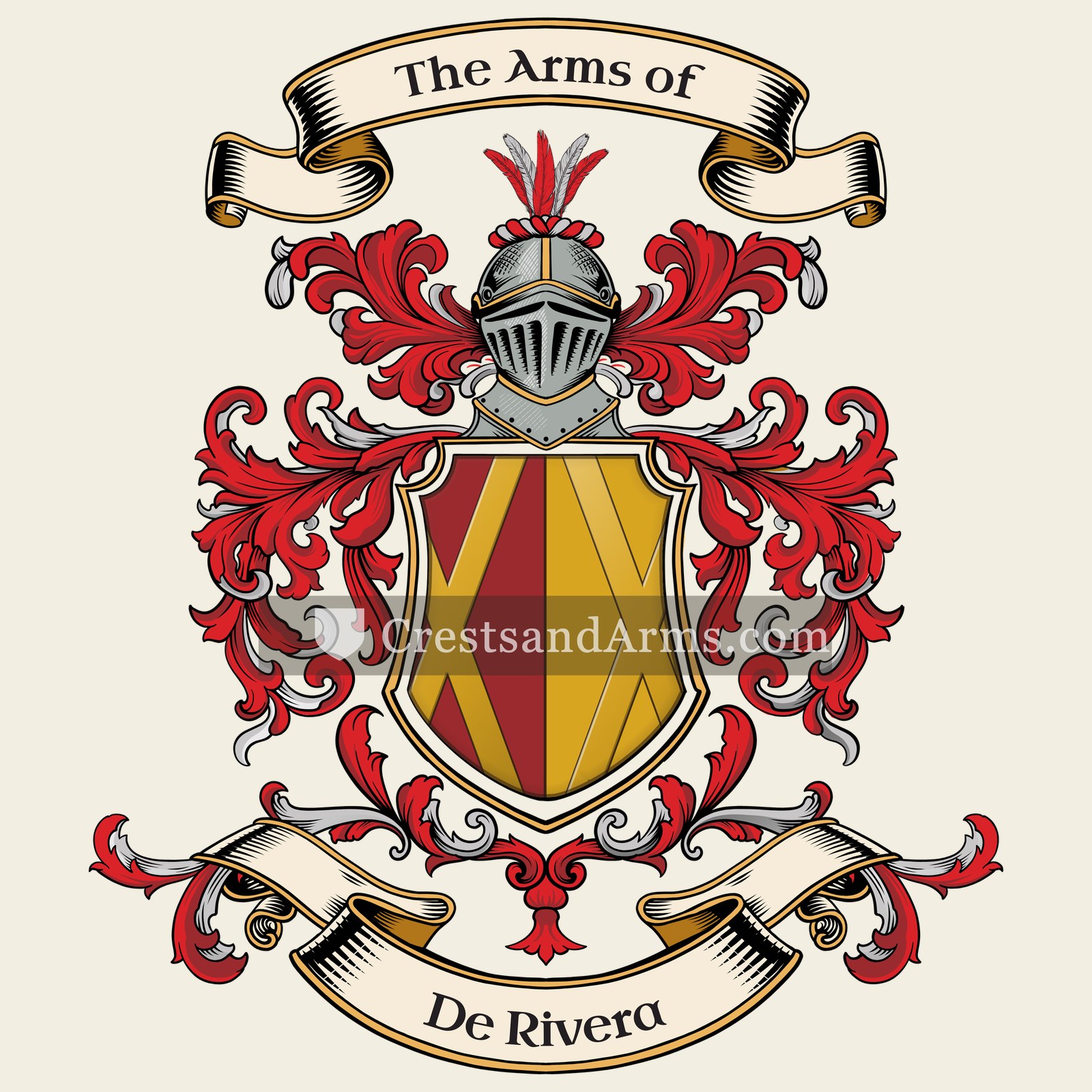 The De Rivera coat of arms, drawn from the recorded blazon
