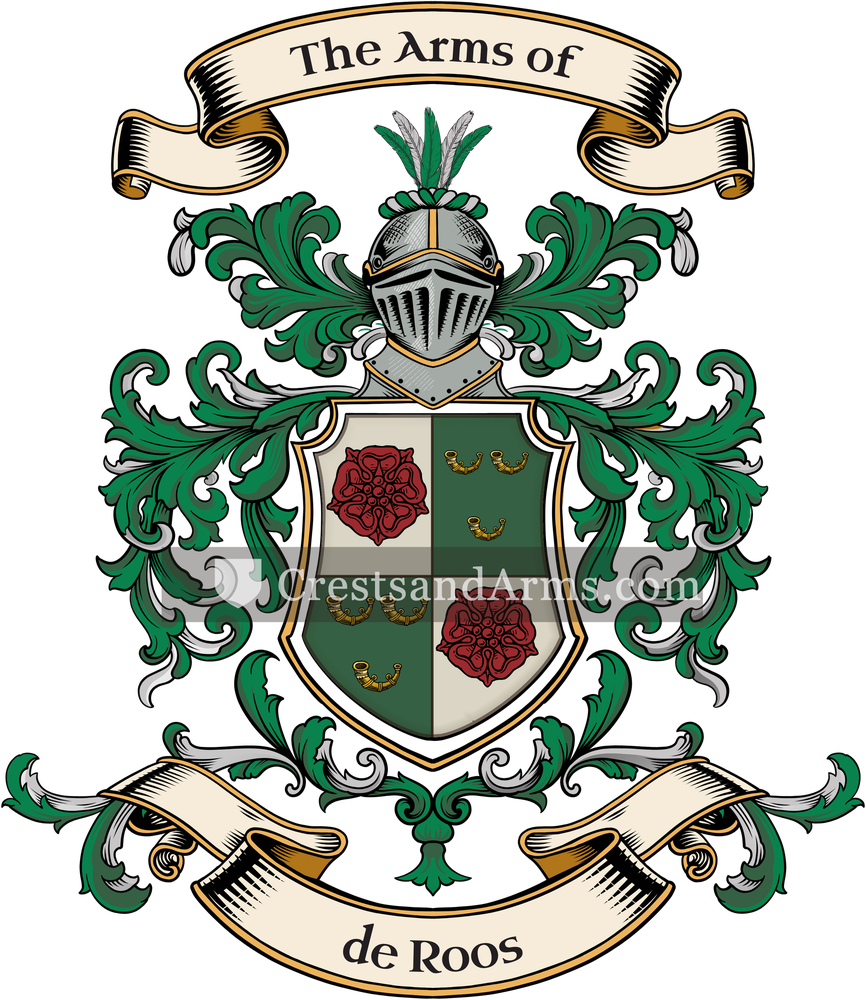 The de Roos coat of arms, drawn from the recorded blazon