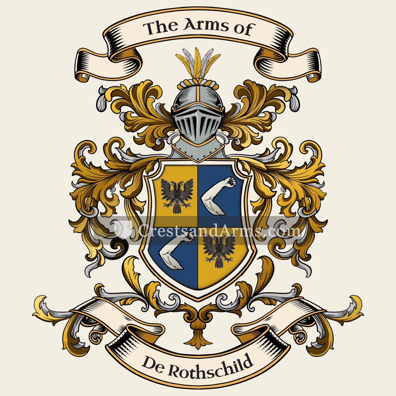 The De Rothschild coat of arms, drawn from the recorded blazon