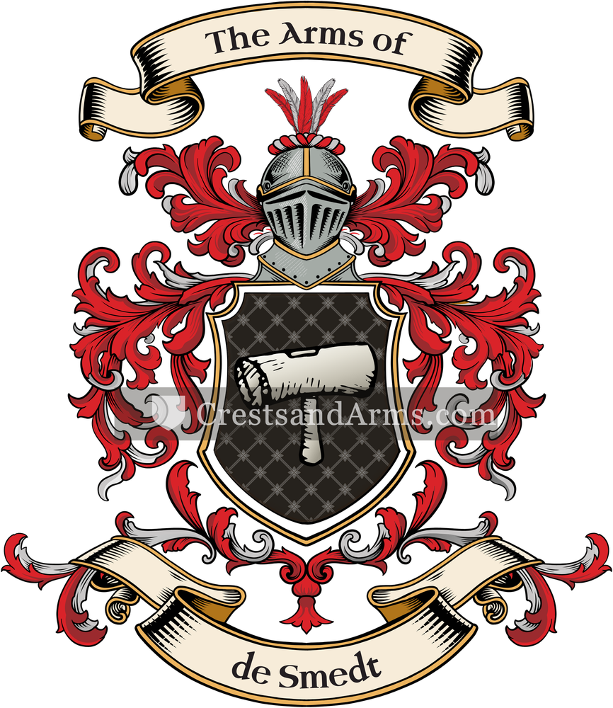 The de Smedt coat of arms, drawn from the recorded blazon