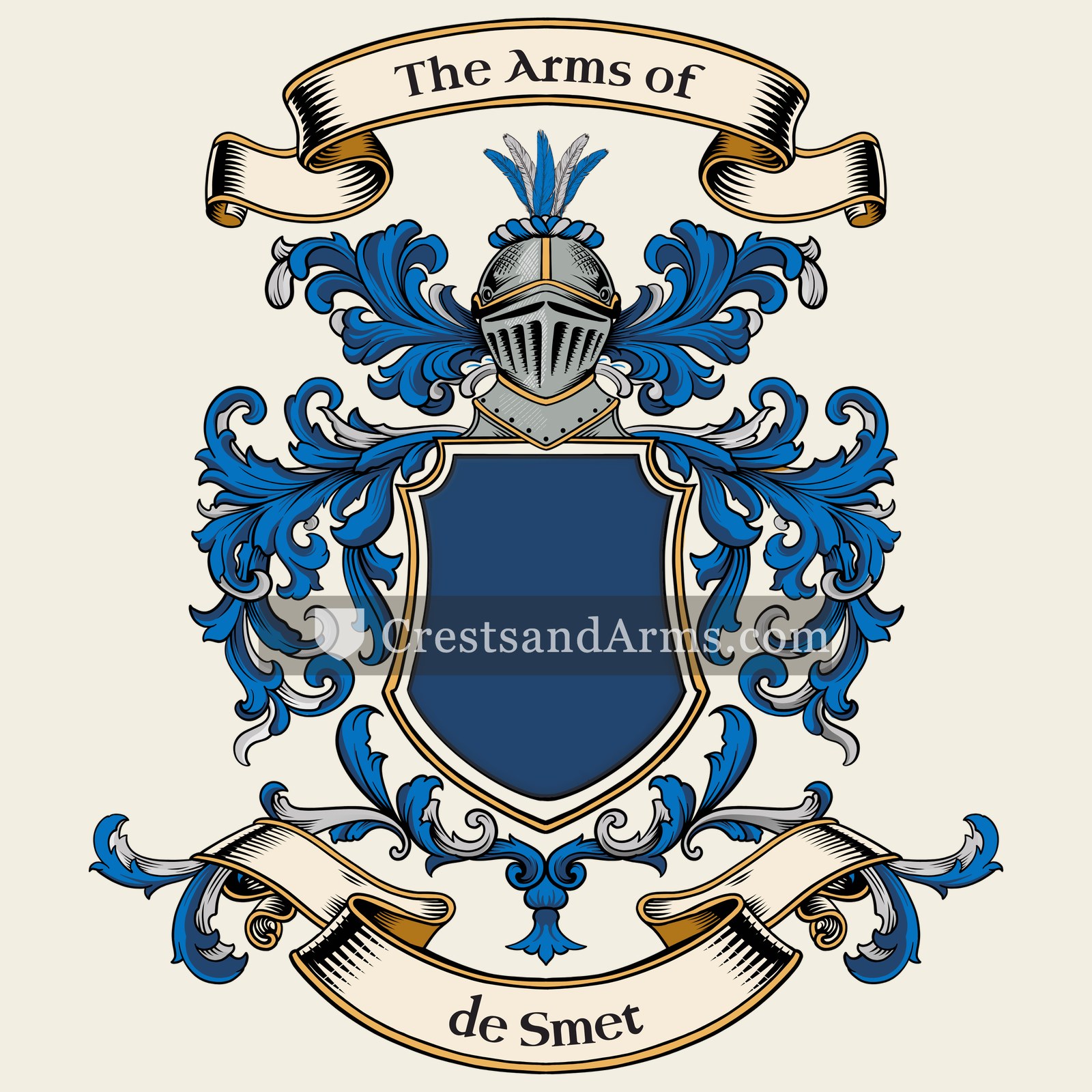 The de Smet coat of arms, drawn from the recorded blazon