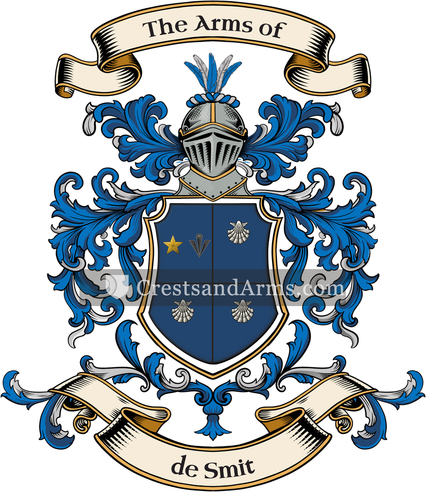 The de Smit coat of arms, drawn from the recorded blazon