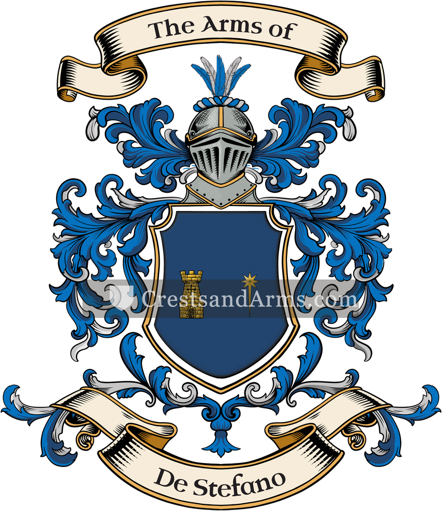 The De Stefano coat of arms, drawn from the recorded blazon